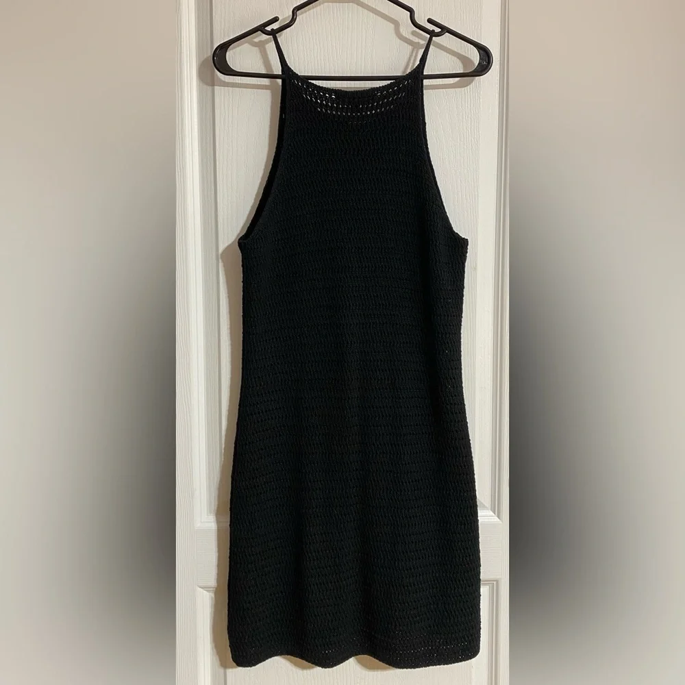 Banana Republic Knit Cotton Beachy Spaghetti Strap Mini Black Dress Size Small - Picture 4 of 7